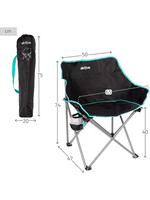 Aktive chaise de camping pliante 50x47x74 cm avec porte-gobelet, - Kiabi