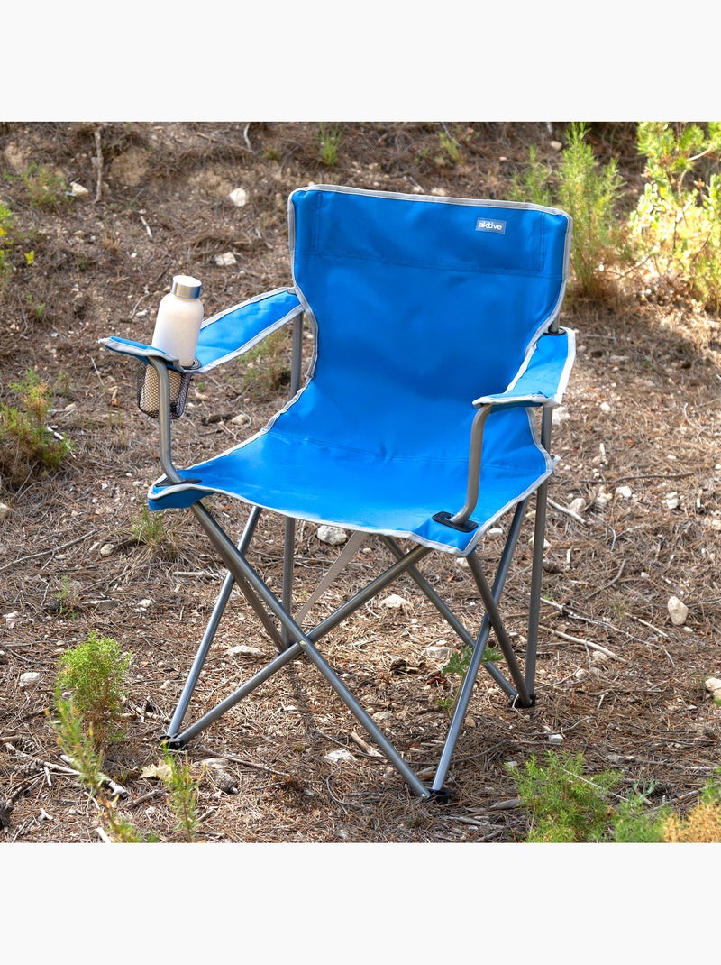 Aktive chaise de camping pliante avec porte-gobelet Bleu - Kiabi