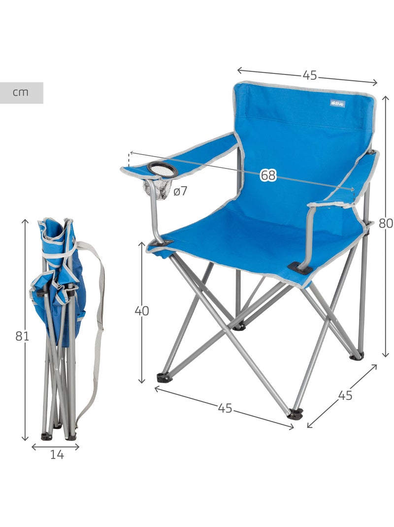 Aktive chaise de camping pliante avec porte-gobelet Bleu - Kiabi