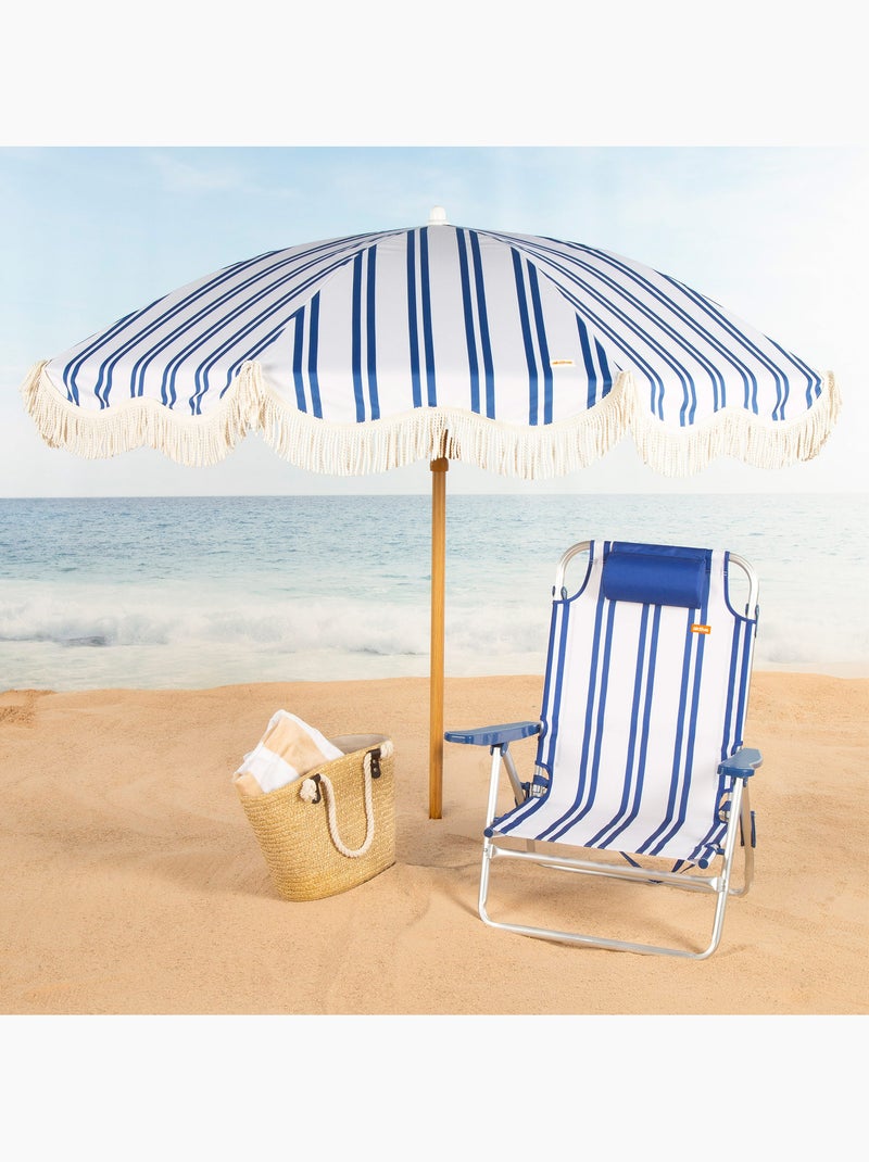 Aktive chaise de plage basse multiposition 48x45x83 cm Bleu Blanc - Kiabi