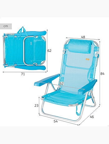 Aktive chaise de plage basse multiposition 48x46x84 cm