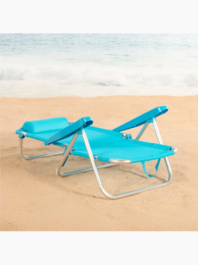 Aktive chaise de plage basse multiposition 48x46x84 cm Bleu - Kiabi