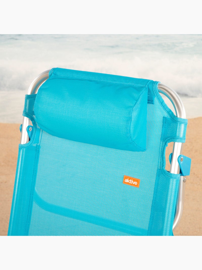 Aktive chaise de plage basse multiposition 48x46x84 cm Bleu - Kiabi