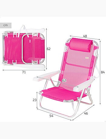 Aktive chaise de plage basse multiposition 48x46x84 cm