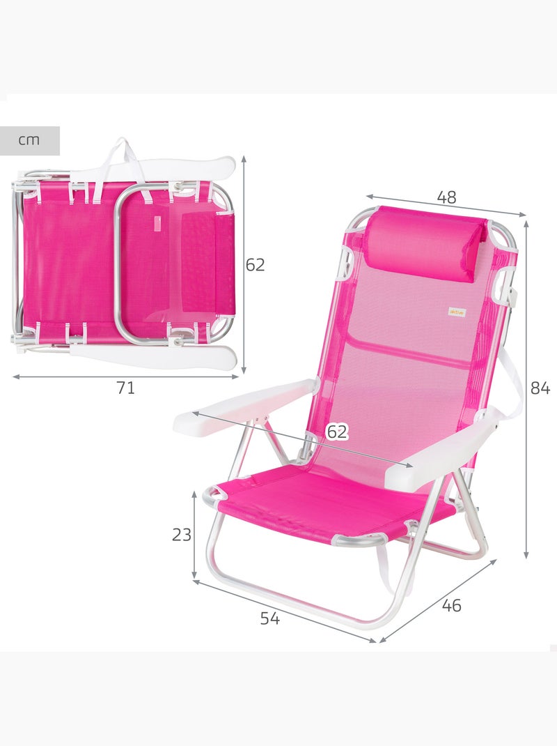 Aktive chaise de plage basse multiposition 48x46x84 cm Rose fushia - Kiabi