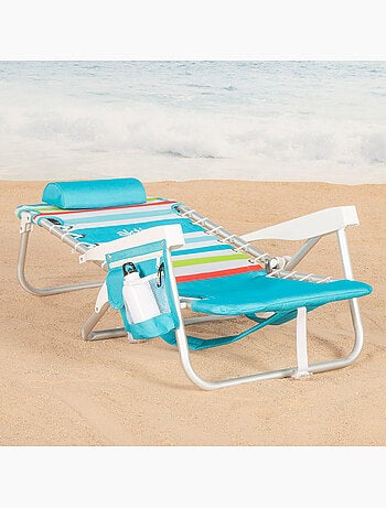 Aktive chaise de plage basse multiposition 50x53x77 cm avec glacière et poches