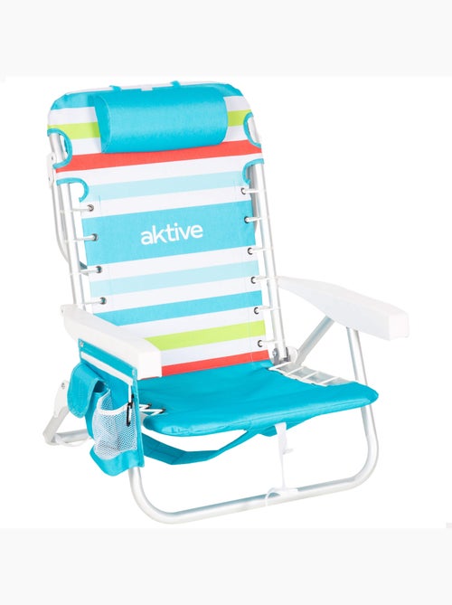 Aktive chaise de plage basse multiposition 50x53x77 cm avec glacière et poches - Kiabi