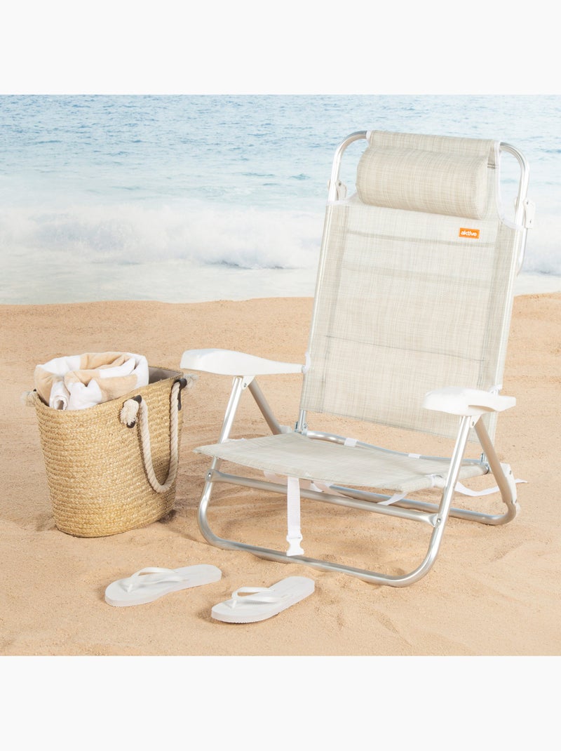 Aktive chaise de plage basse multiposition ibiza 47x49x82 cm Beige - Kiabi