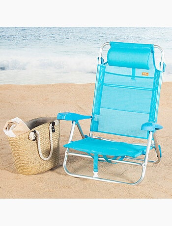 Aktive chaise de plage basse multipositions 47x49x82 cm