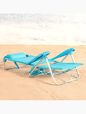 Aktive chaise de plage basse multipositions 47x49x82 cm