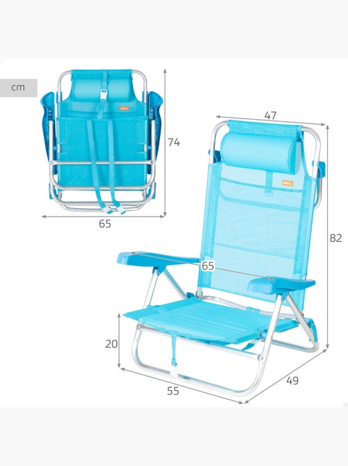 Aktive chaise de plage basse multipositions 47x49x82 cm - Kiabi Aktive chaise de plage basse multipositions 47x49x82 cm - Kiabi