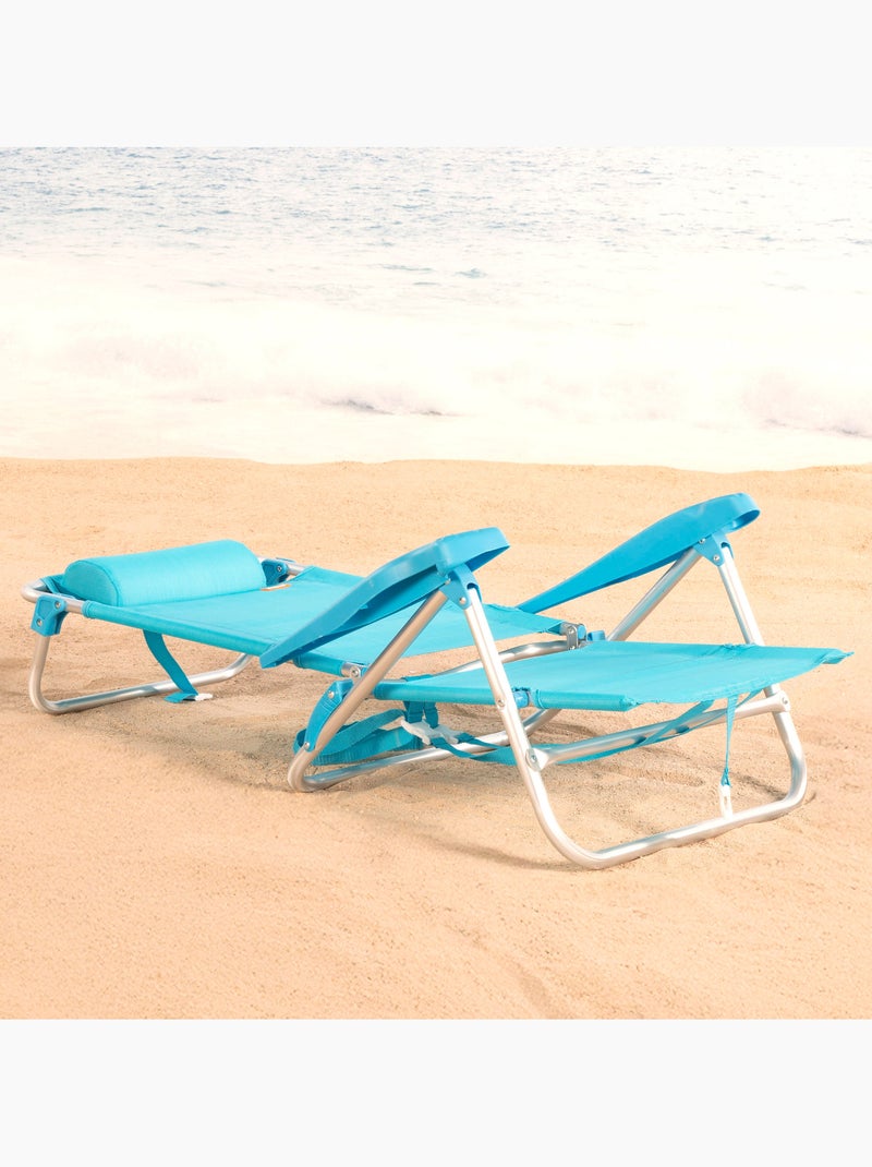 Aktive chaise de plage basse multipositions 47x49x82 cm Bleu - Kiabi