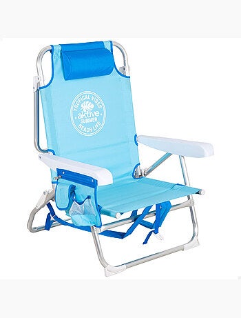 Aktive chaise de plage basse multipositions type sac à dos 50x54x80 cm
