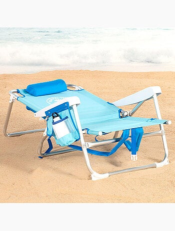 Aktive chaise de plage basse multipositions type sac à dos 50x54x80 cm