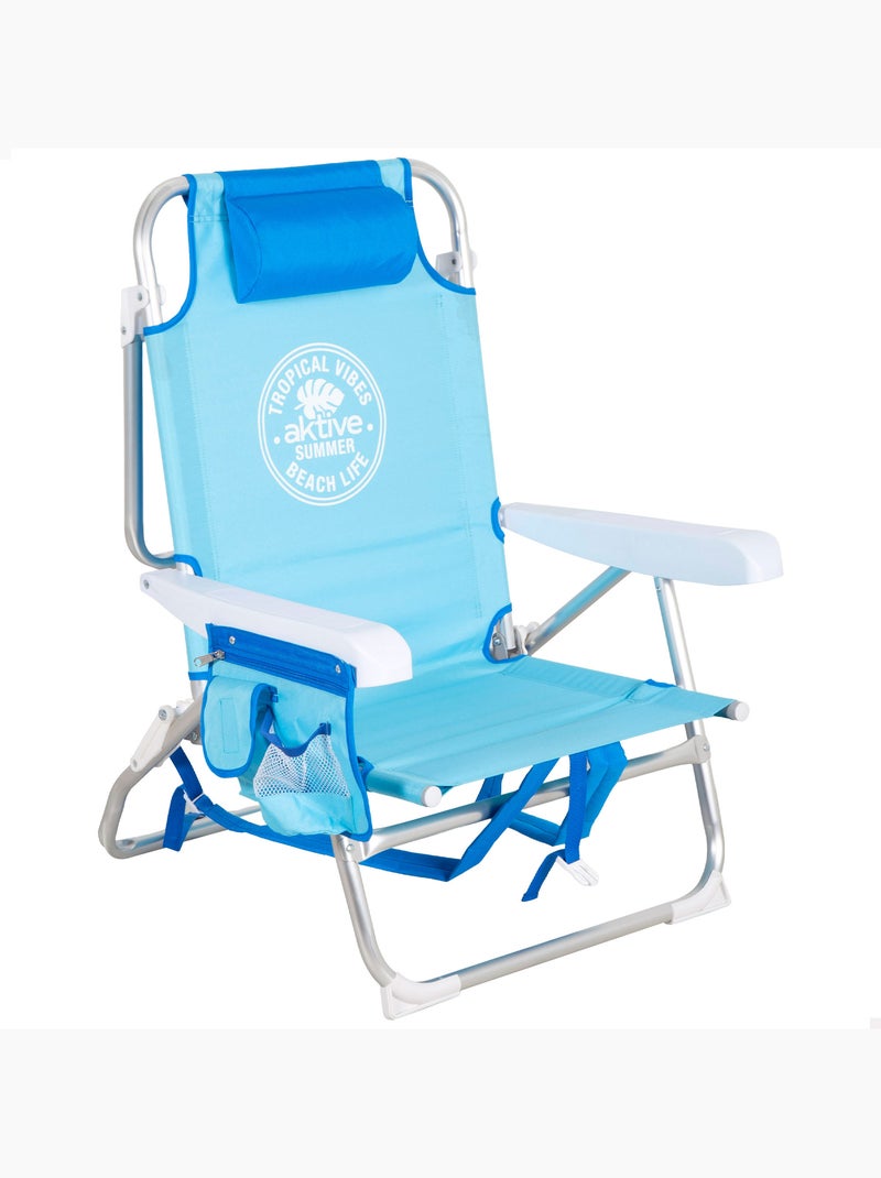 Aktive chaise de plage basse multipositions type sac à dos 50x54x80 cm Bleu - Kiabi