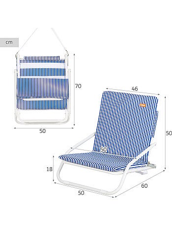 Aktive chaise de plage légère avec poignée 46x60x50 cm