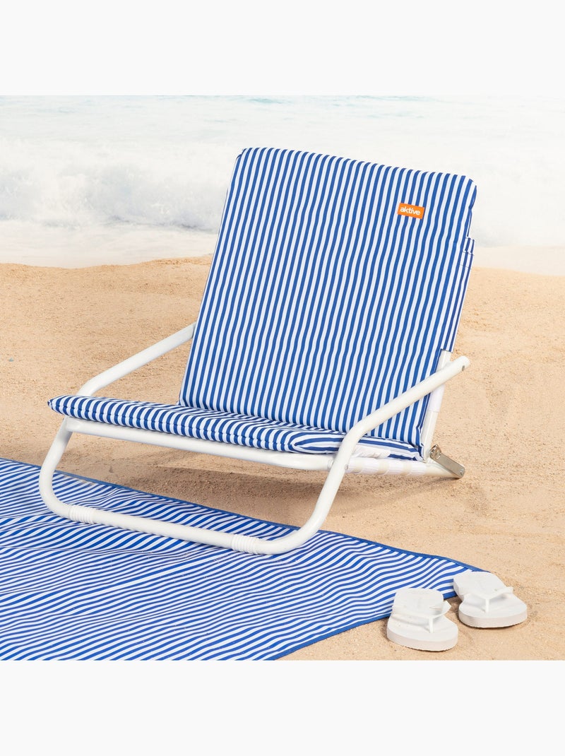 Aktive chaise de plage légère avec poignée 46x60x50 cm Bleu Blanc - Kiabi