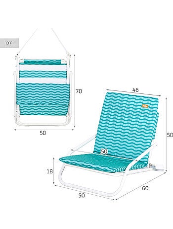 Aktive chaise de plage légère avec poignée 46x60x50 cm