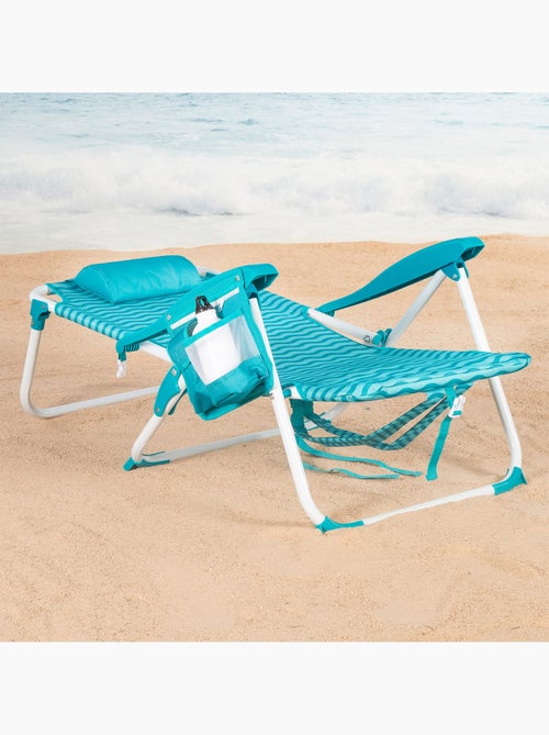 Aktive chaise de plage multipositions 48x58x76 cm vagues avec poches - Kiabi Aktive chaise de plage multipositions 48x58x76 cm vagues avec poches - Kiabi