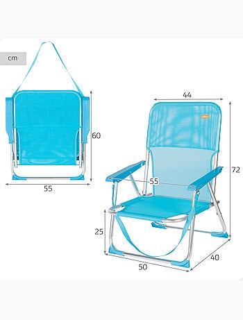 Aktive chaise de plage pliante 44x40x72 cme avec poignée