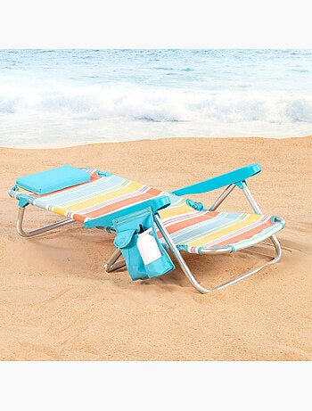 Aktive chaise de plage pliante 48x48x75 cm 5 positions avec poche latérale