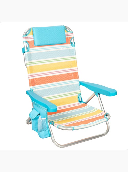 Aktive chaise de plage pliante 48x48x75 cm 5 positions avec poche latérale - Kiabi