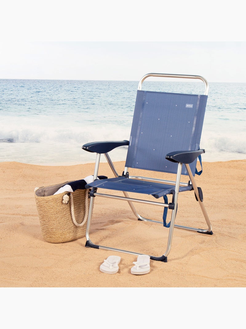 Aktive chaise de plage pliante 48x60x100 cm 4 positions Bleu - Kiabi