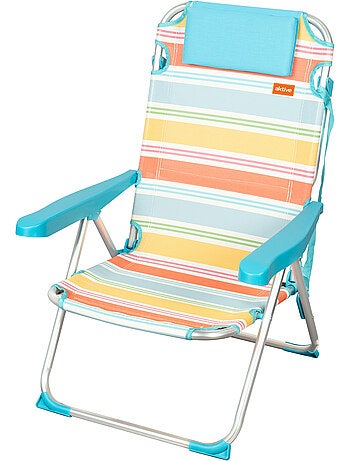 Aktive chaise de plage pliante 5 positions 48x60x90 cm avec coussin