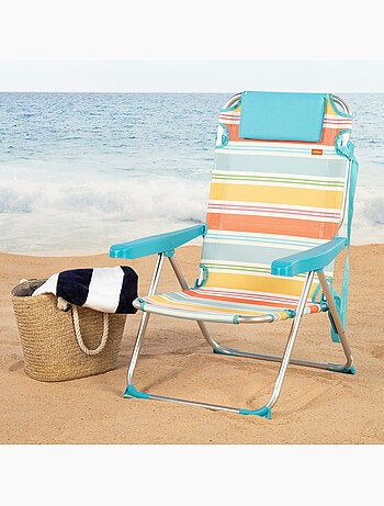 Aktive chaise de plage pliante 5 positions 48x60x90 cm avec coussin
