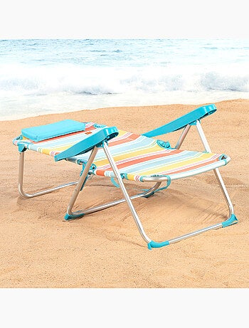 Aktive chaise de plage pliante 5 positions 48x60x90 cm avec coussin