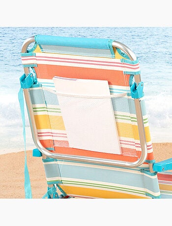 Aktive chaise de plage pliante 5 positions 48x60x90 cm avec coussin