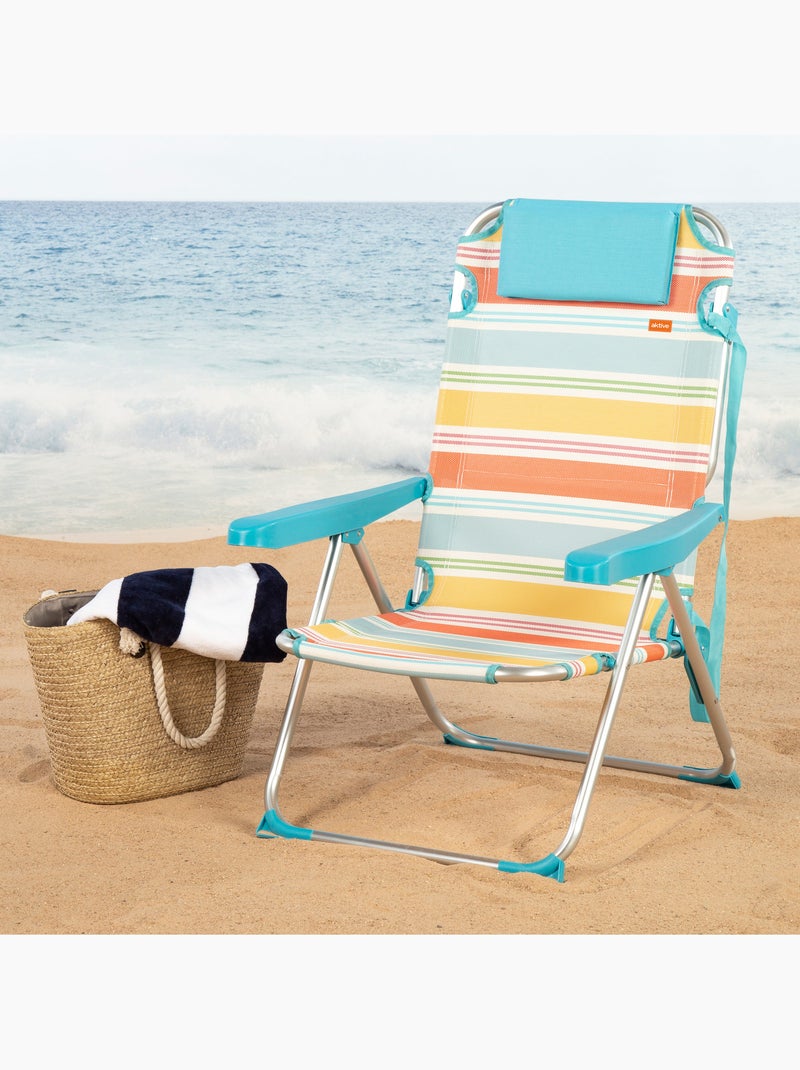 Aktive chaise de plage pliante 5 positions 48x60x90 cm avec coussin Multicolore - Kiabi