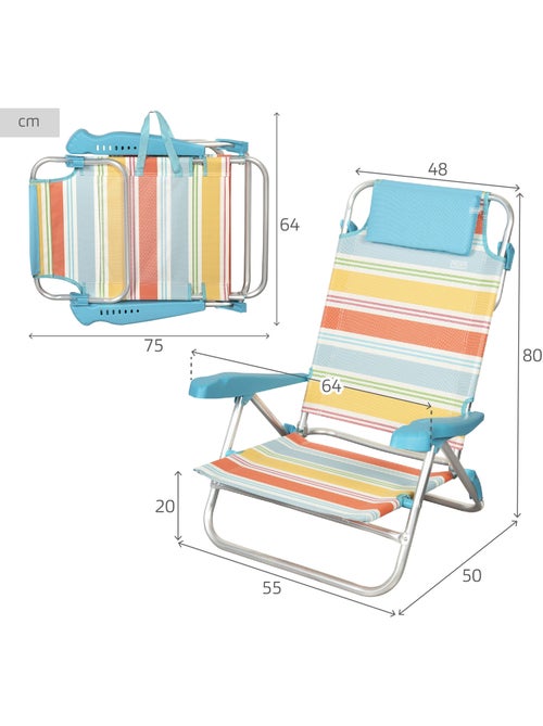Aktive chaise de plage pliante 8 positions 50x48x80 cm - Kiabi