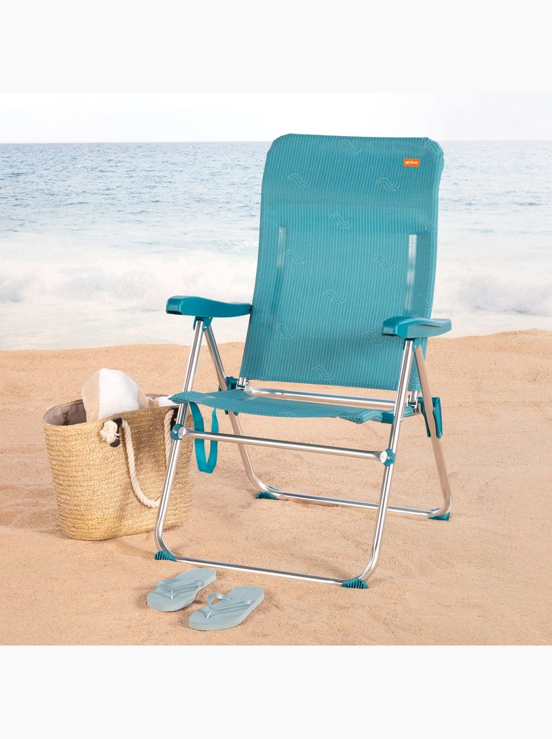 Aktive chaise de plage pliante multipositions 47x62x90 cme avec poignée Bleu - Kiabi