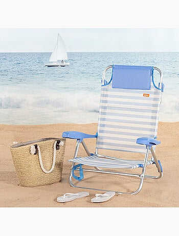 Aktive chaise de plage pliante multipositions 48x50x80 cm avec poignée