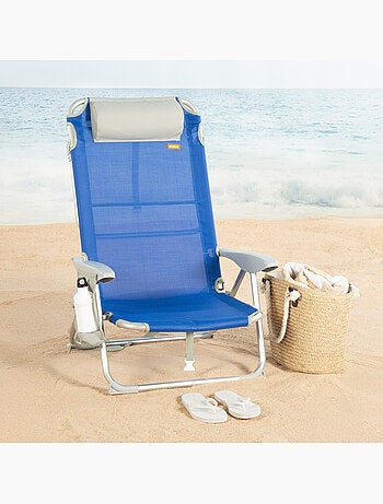 Aktive chaise de plage pliante multipositions 50x50x88 cm coussin et poignée