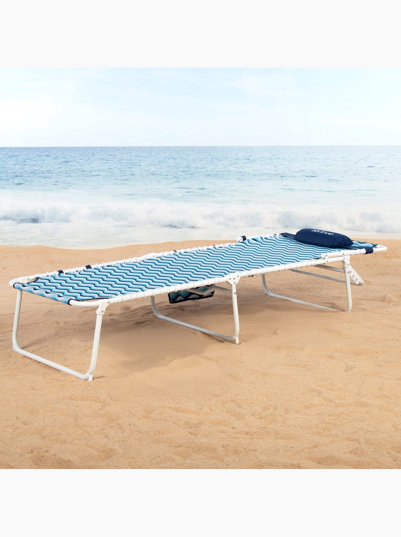 Aktive chaise longue de plage multi-positions 200x70x88 cm Bleu - Kiabi