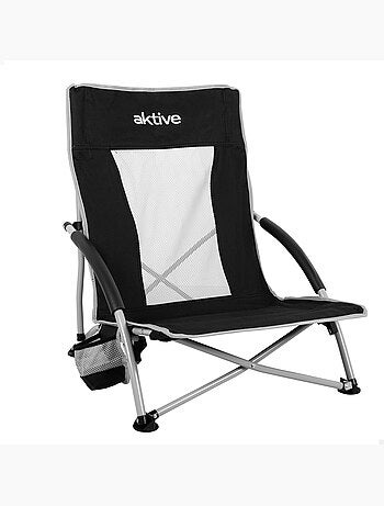 Aktive chaise pliante 50x51x67 cm, basse et respirante, chaise de camping avec porte-gobelets