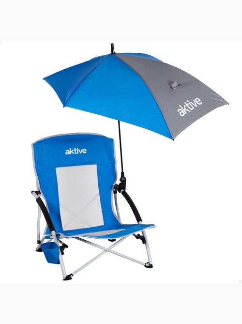 Aktive chaise pliante avec parasol et porte-gobelet 50x49x65 cm - Kiabi
