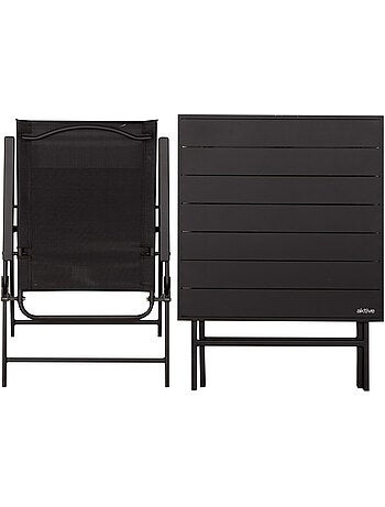 Aktive ensemble de jardin pliant avec table (75x75x70 cm) et 2 chaises (47x64x95 cm)