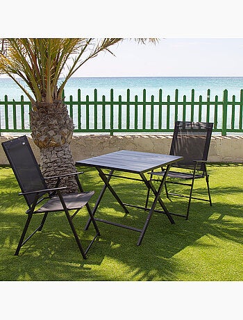 Aktive ensemble de jardin pliant avec table (75x75x70 cm) et 2 chaises (47x64x95 cm)