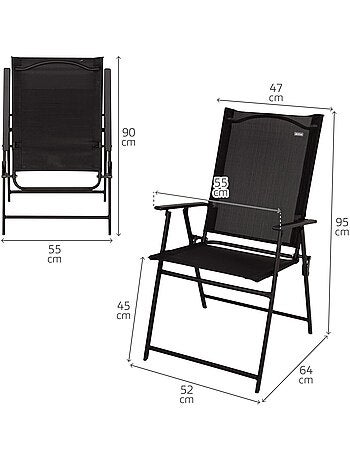 Aktive ensemble de jardin pliant avec table (75x75x70 cm) et 2 chaises (47x64x95 cm)