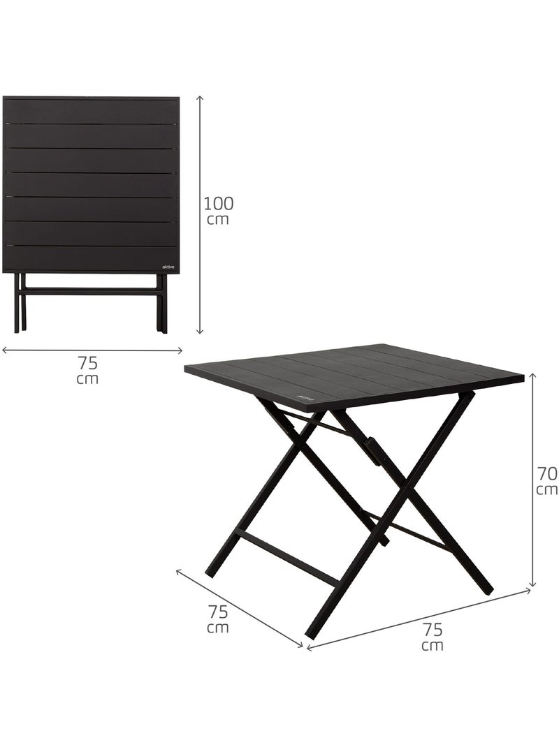 Aktive ensemble de jardin pliant avec table (75x75x70 cm) et 2 chaises (47x64x95 cm) Noir - Kiabi