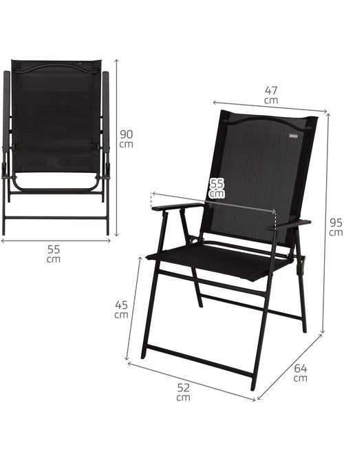 Aktive ensemble de jardin pliant avec table (75x75x70 cm) et 2 chaises (47x64x95 cm) - Kiabi
