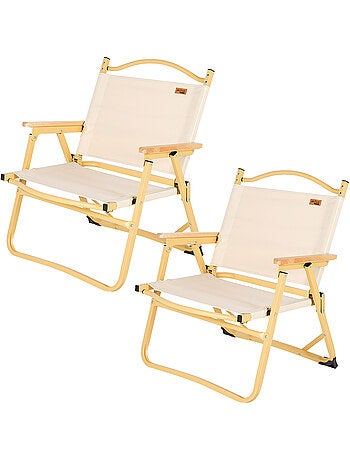 Aktive lot de 2 chaises de glamping 47x42x62 cm couleur crème avec poche