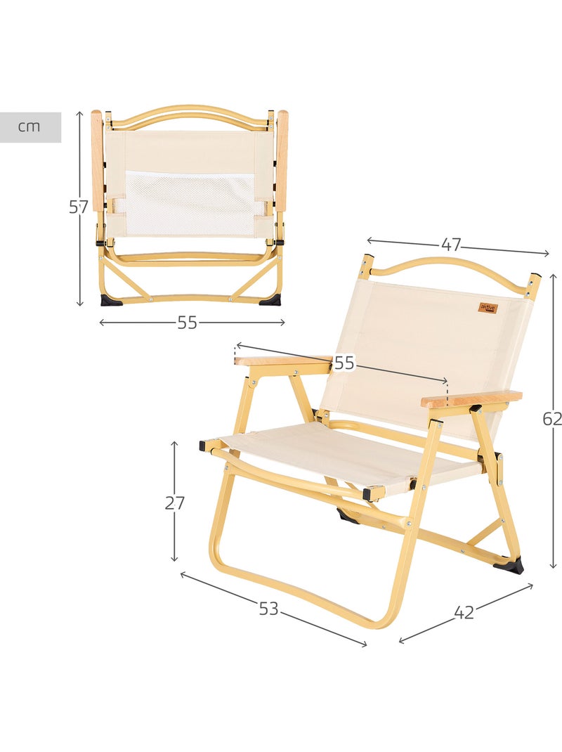 Aktive lot de 2 chaises de glamping 47x42x62 cm couleur crème avec poche Crème - Kiabi