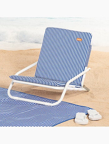 Aktive lot de 2 chaises de plage basses 46x60x50 cm à rayures nautiques avec poche arrière