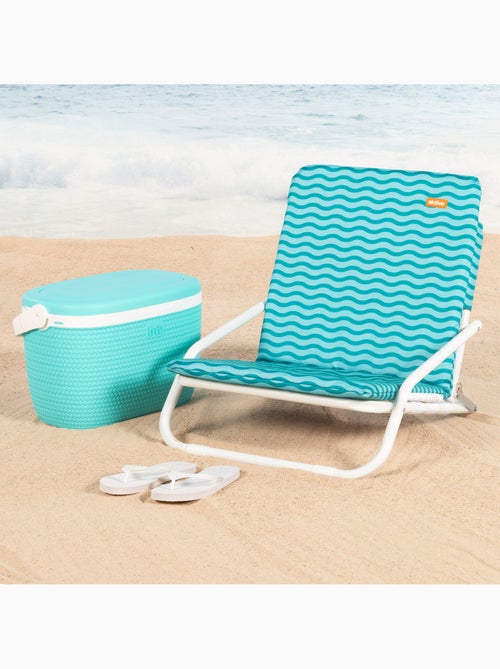 Aktive lot de 2 chaises de plage basses 46x60x50 cm turquoise à motifs vagues avec poche arrière - Kiabi