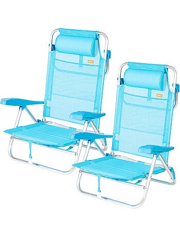 Aktive lot de 2 chaises de plage basses multipositions 47x49x82 cm caribe