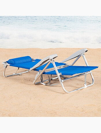 Aktive lot de 2 chaises de plage basses multipositions 47x49x82 cm gomera